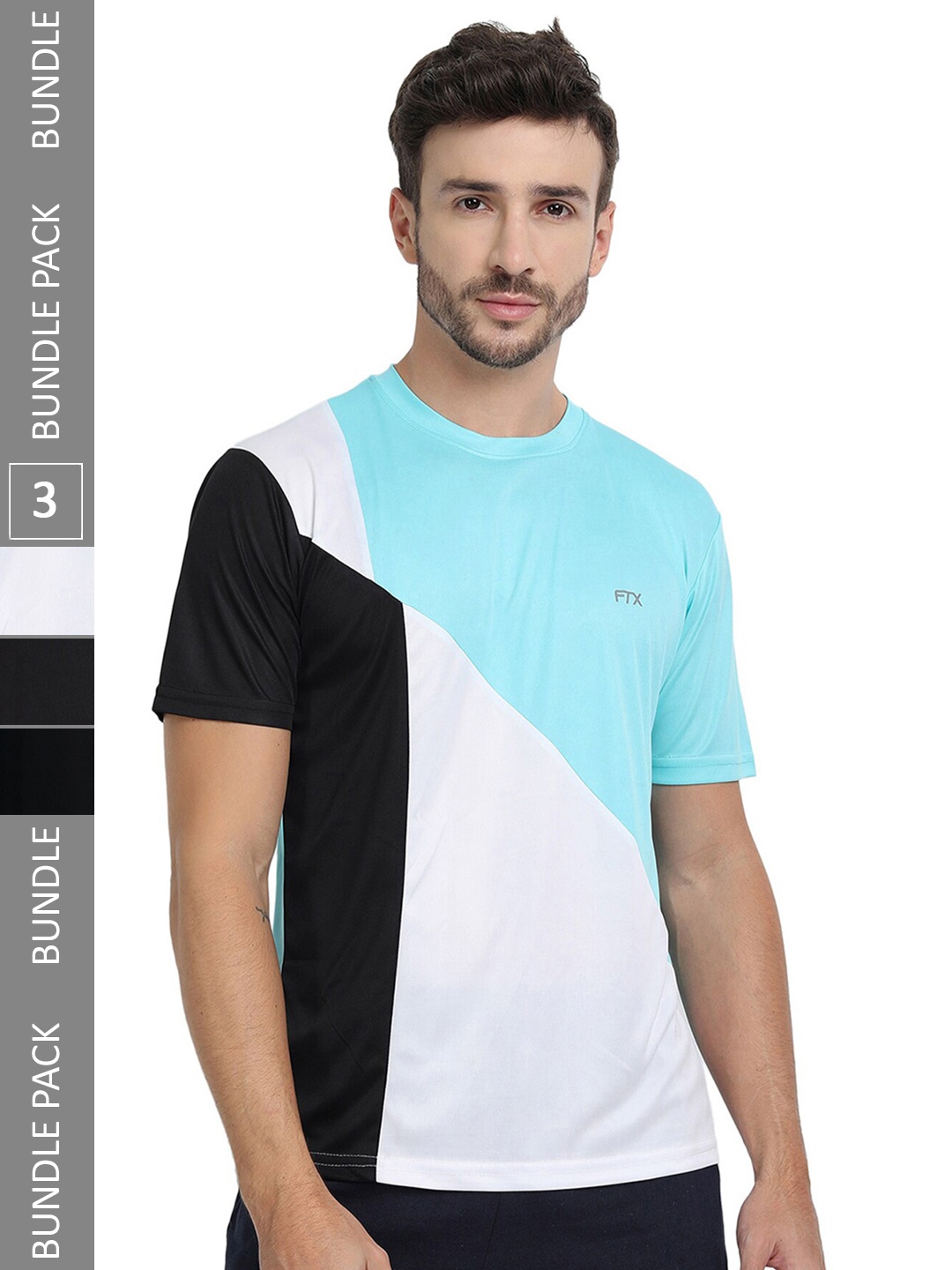 

FTX Pack Of 3 Colourblocked Round Neck Dry Fit Sports T-shirt, White