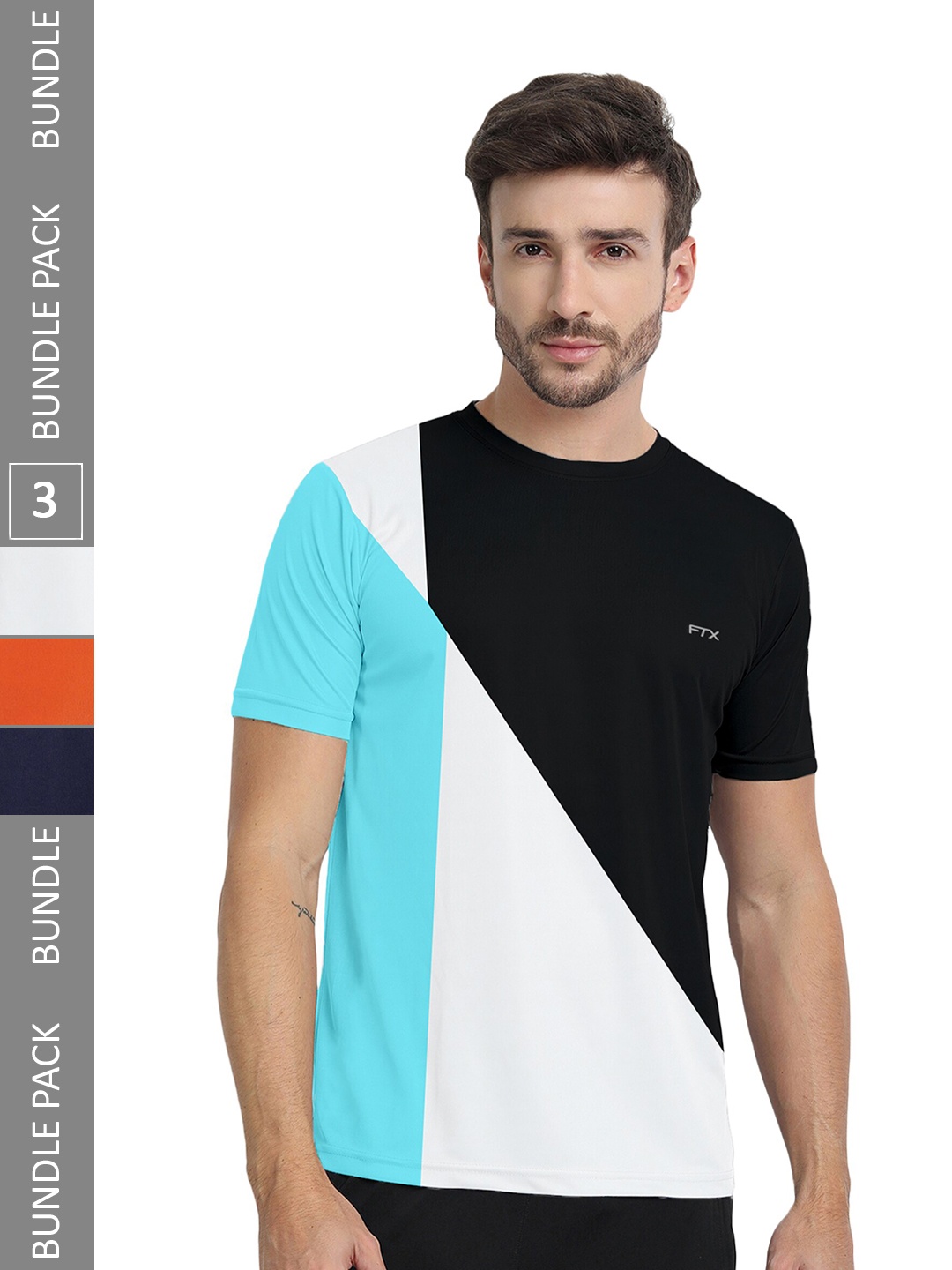 

FTX Pack of 3 Colourblocked Round Neck Dry-Fit Sports T-shirt, White