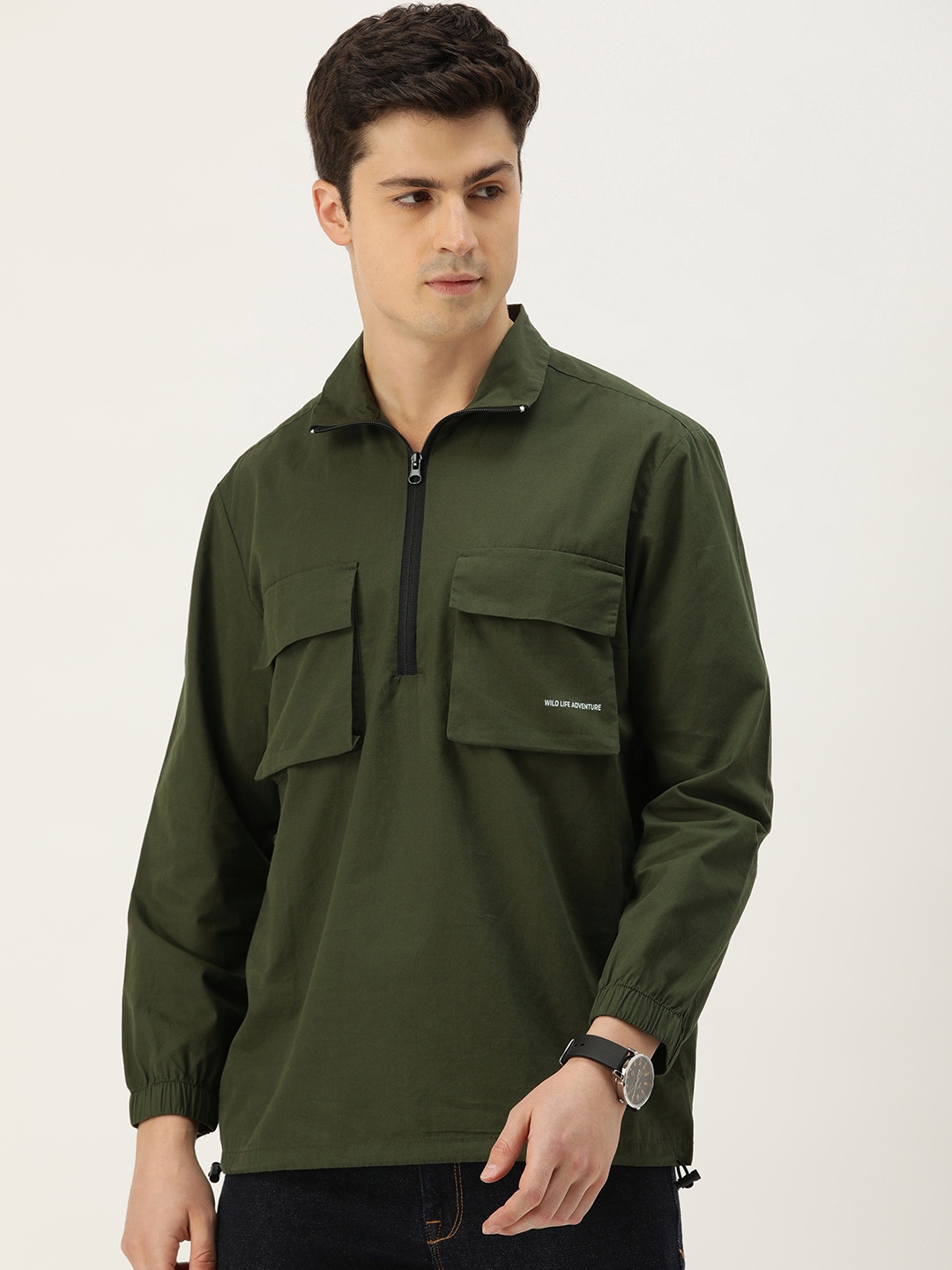 

Bene Kleed Men Relaxed Pure Cotton Casual Shirt, Olive