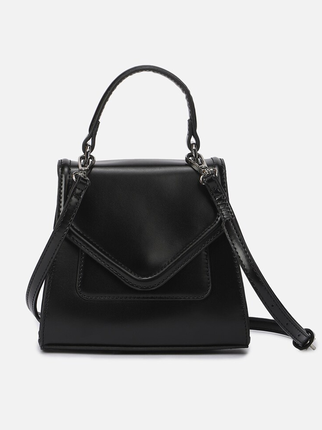 

FOREVER 21 PU Structured Satchel Handbag, Black