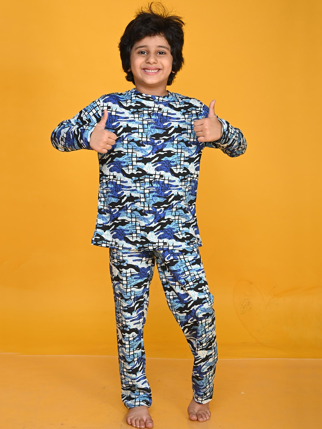 

Anthrilo Boys Abstract Printed Night Suit, Blue