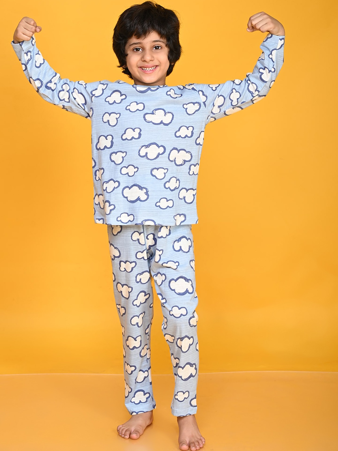 

Anthrilo Boys Conversational Printed Night Suit, Blue