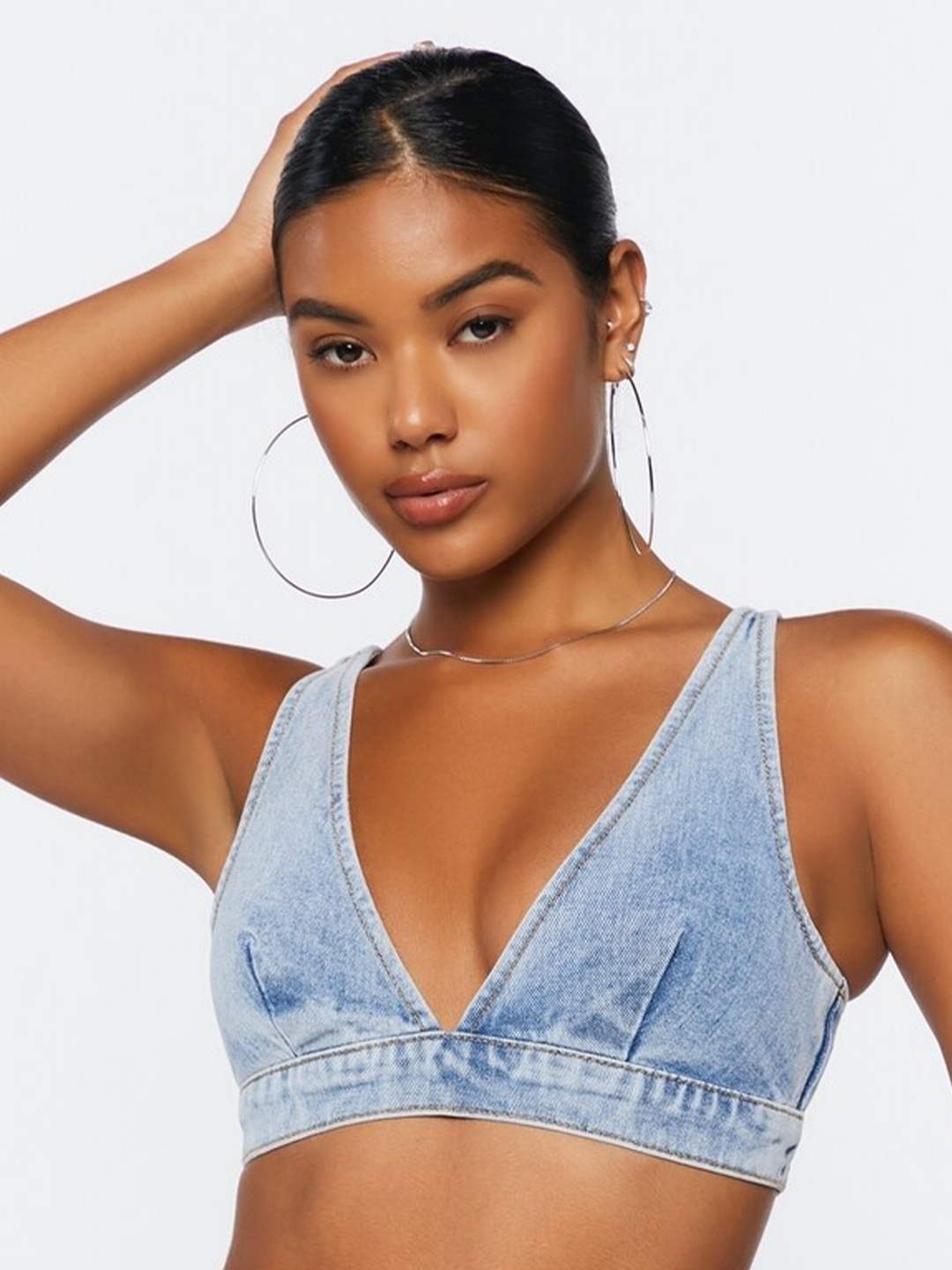 

FOREVER 21 Blue Shoulder Straps Bralette Crop Top