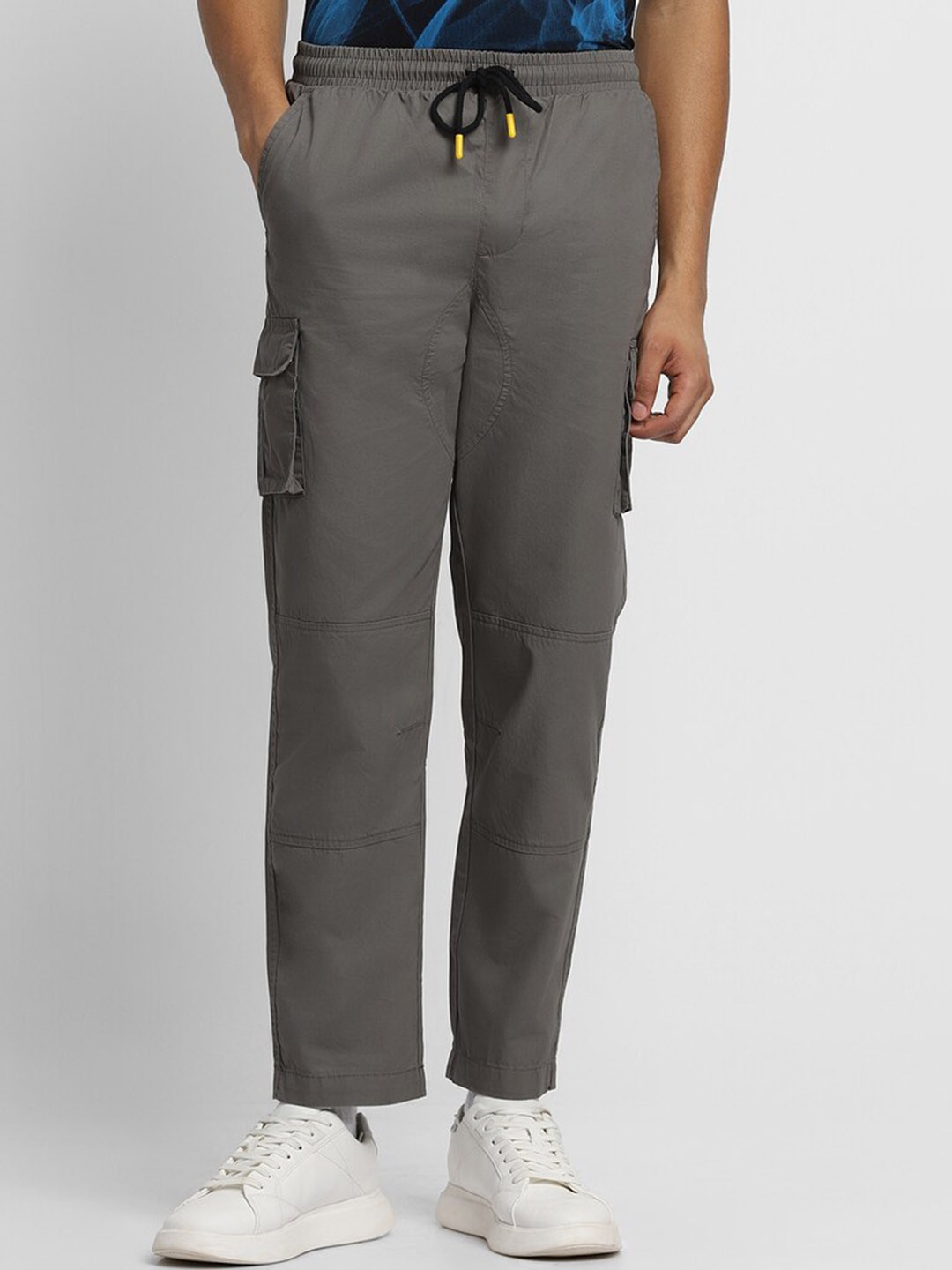 

FOREVER 21 Men Smart Cotton Cargos Trousers, Grey