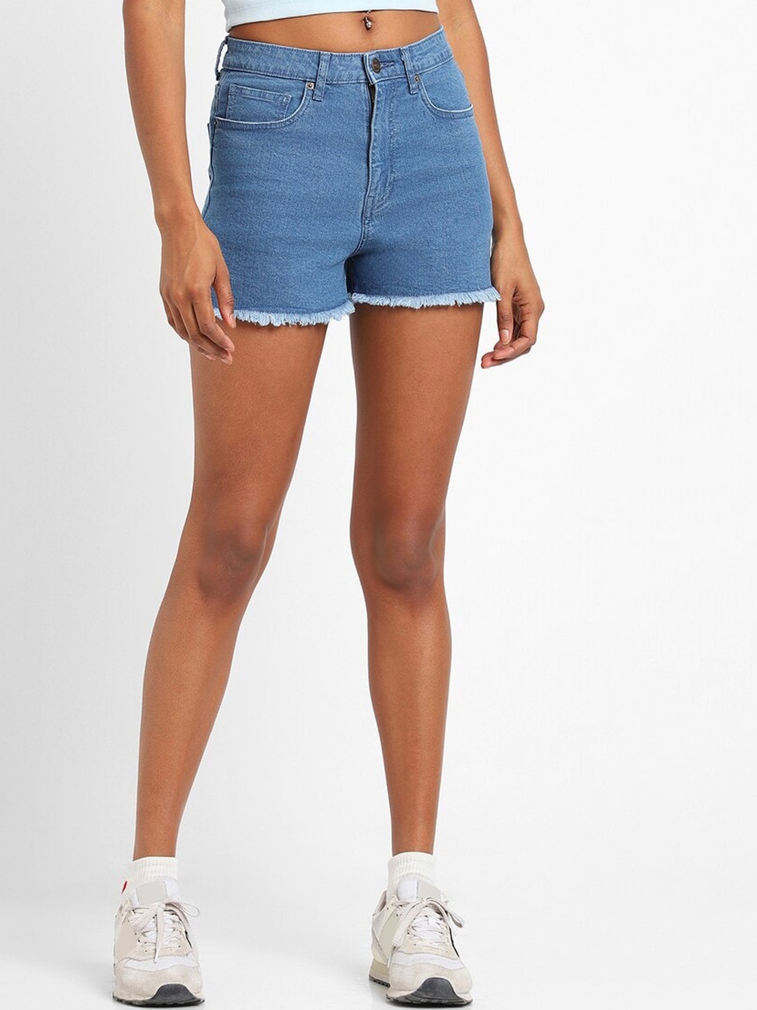 

FOREVER 21 Blue Mid Rise Cotton Denim Shorts