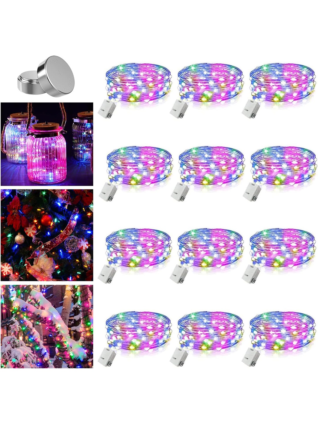 

CHOCOZONE 12-Pcs White Changeable Bulb String Lights