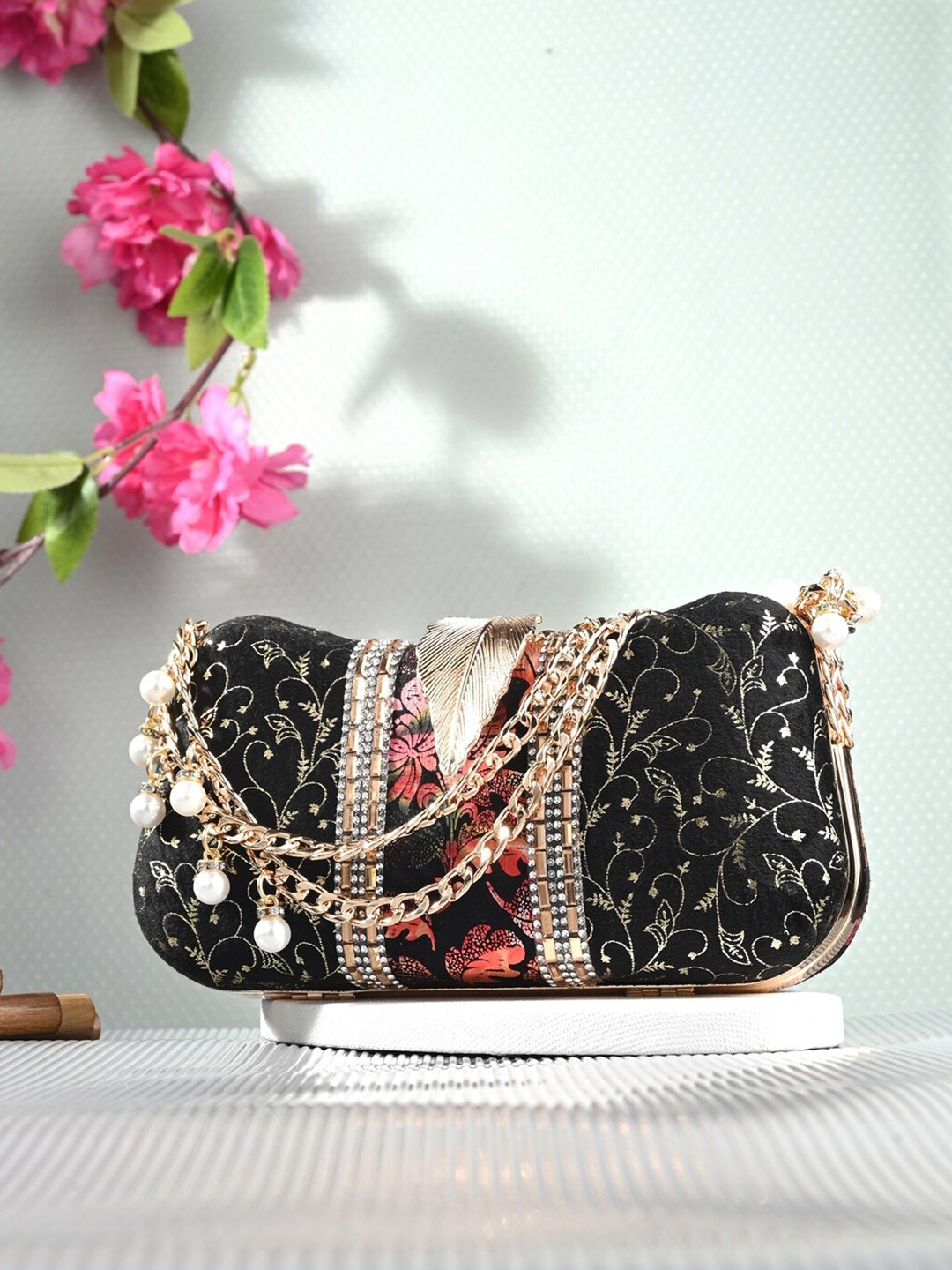 

Toobacraft Printed Box Clutch, Black