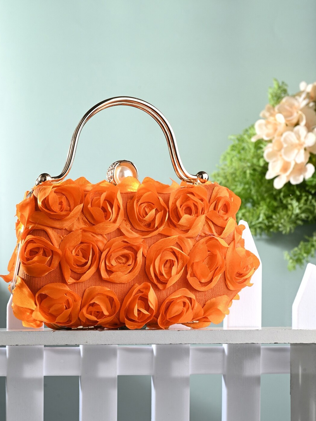 

Toobacraft Embellished Box Clutch, Orange