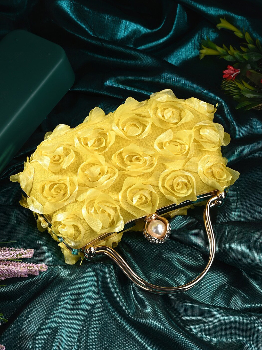 

Toobacraft Embellished Box Clutch, Yellow
