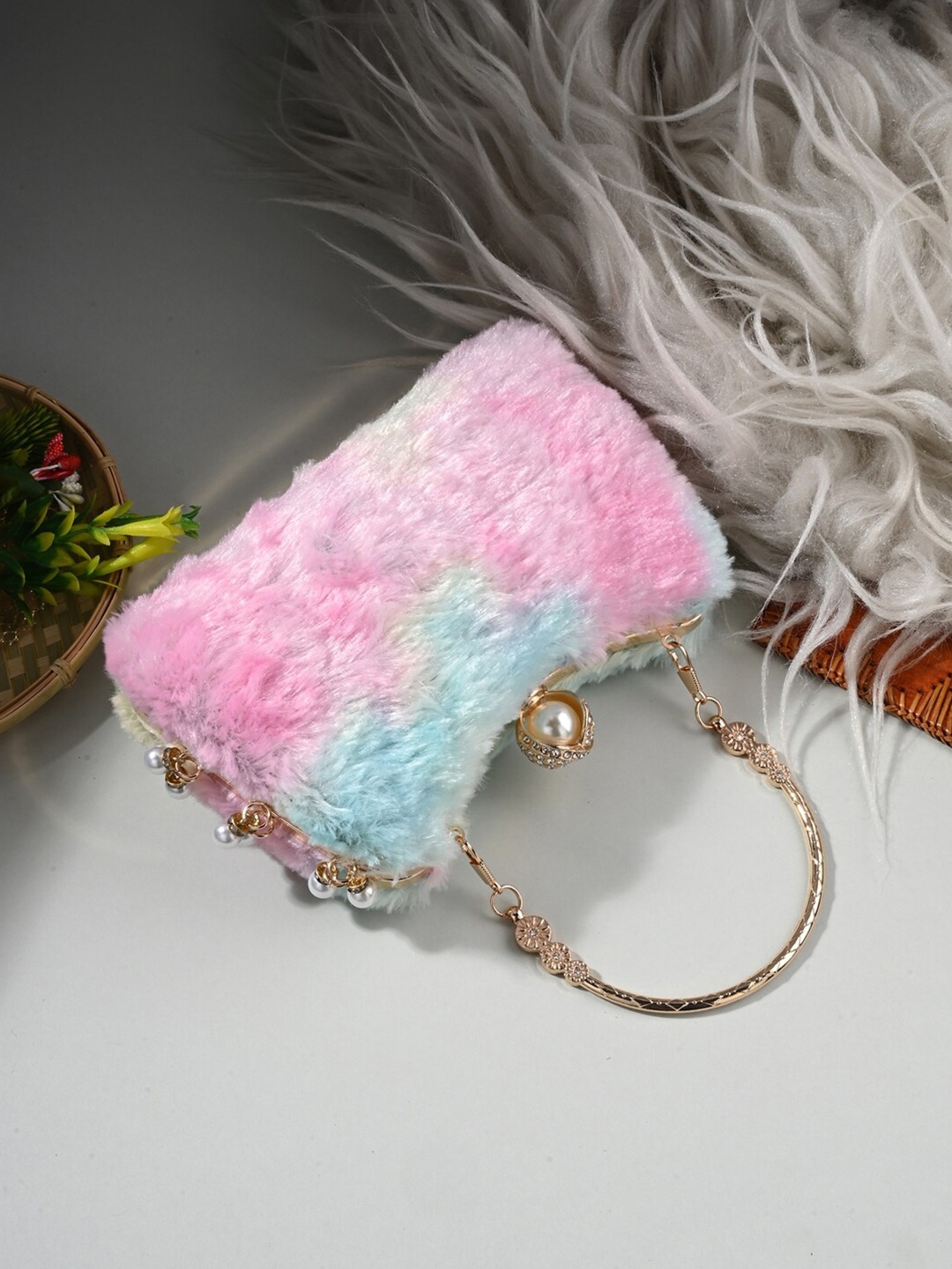 

Toobacraft Textured Embellished Box Clutch, Pink