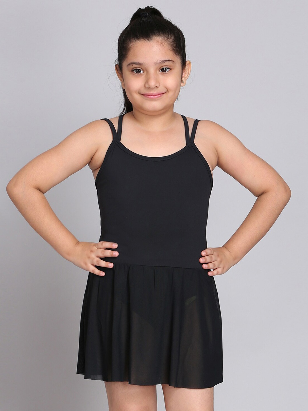 

The Dance Bible Girls Sleeveless Fit And Flare Mini Leotard Ballet Dance Dress, Black