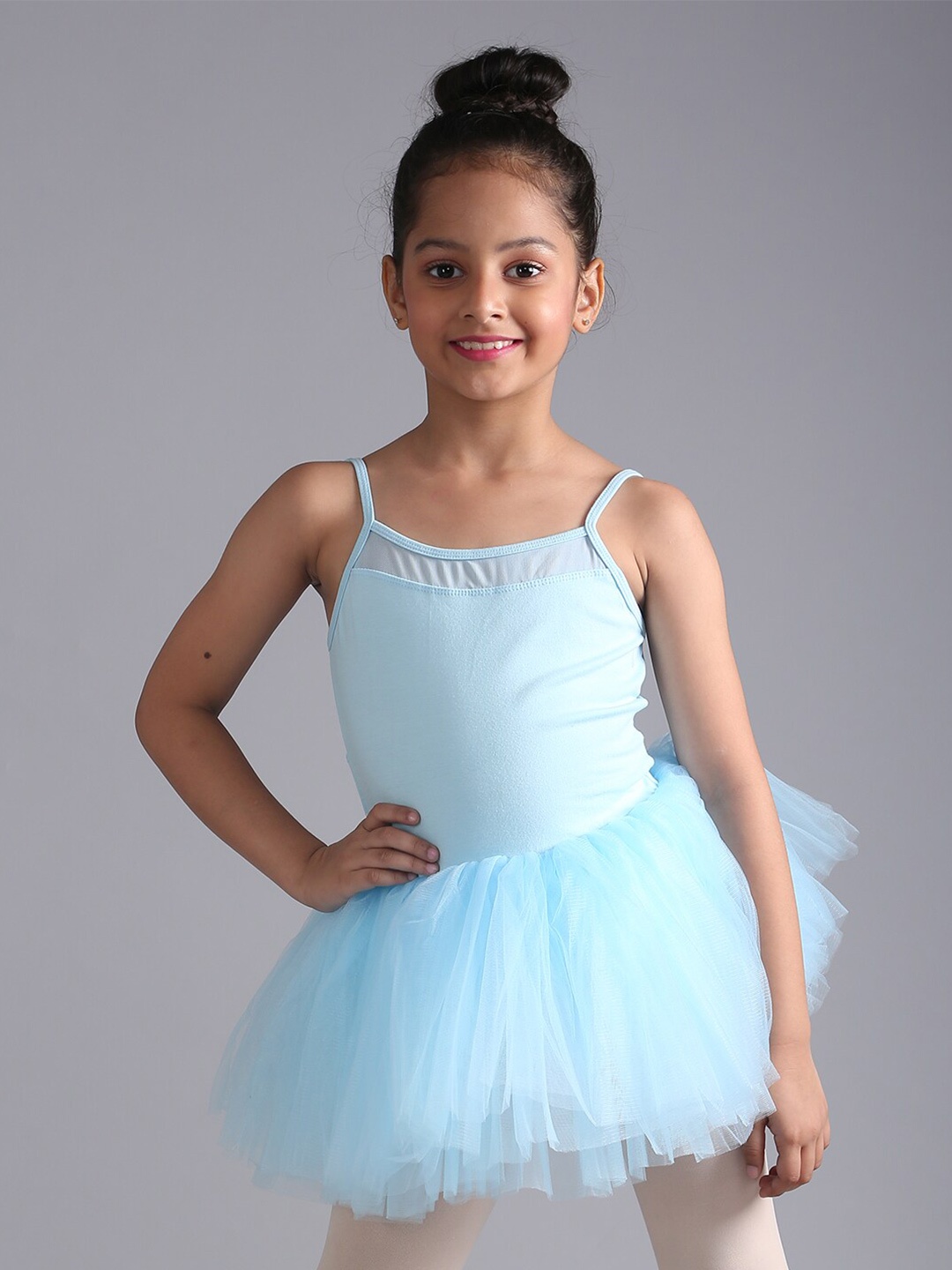 

The Dance Bible Girls Sleeveless Cotton Fit And Flare Mini Leotard Tutu Dress, Blue