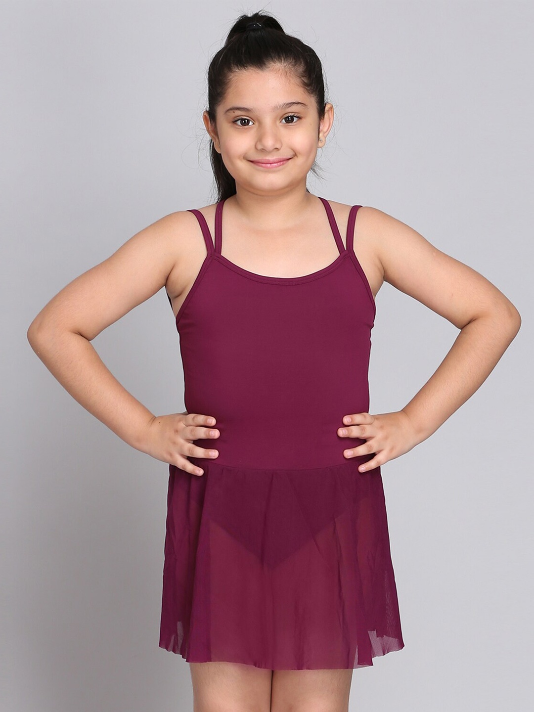 

The Dance Bible Girls Sleeveless Fit And Flare Mini Leotard Ballet Dance Dress, Burgundy