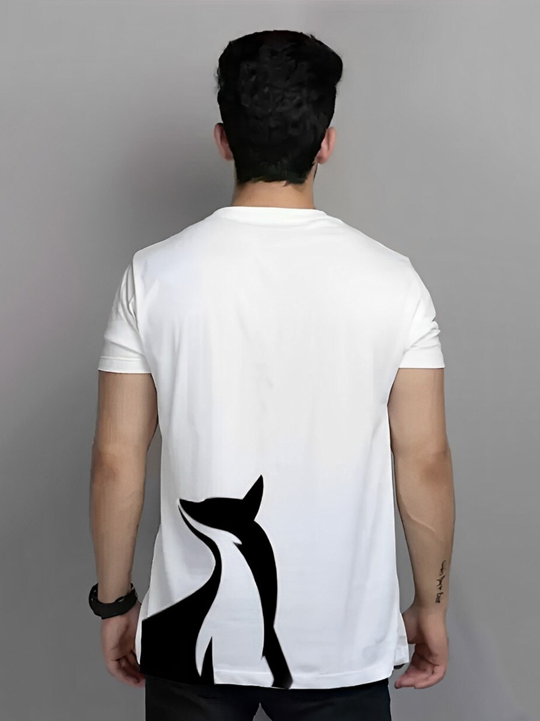 

Elibolz Graphic Printed Round Neck Cotton Regular T-shirt, Black
