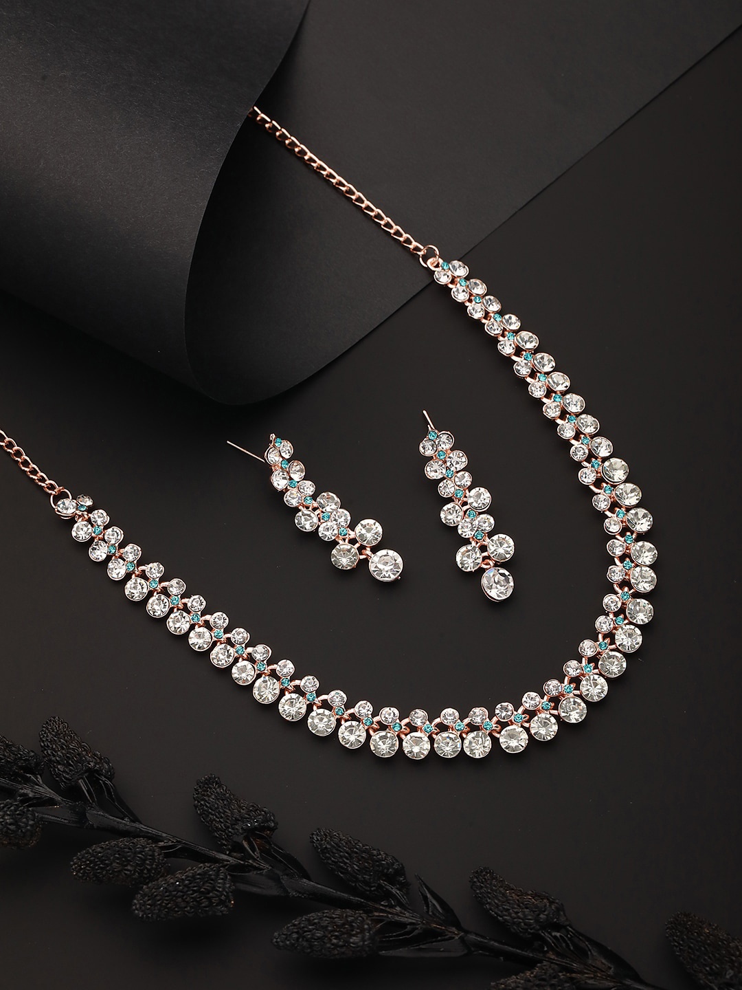 

Jazz and Sizzle Rhodium-Plated AD-Studded Jewellery Set, Silver