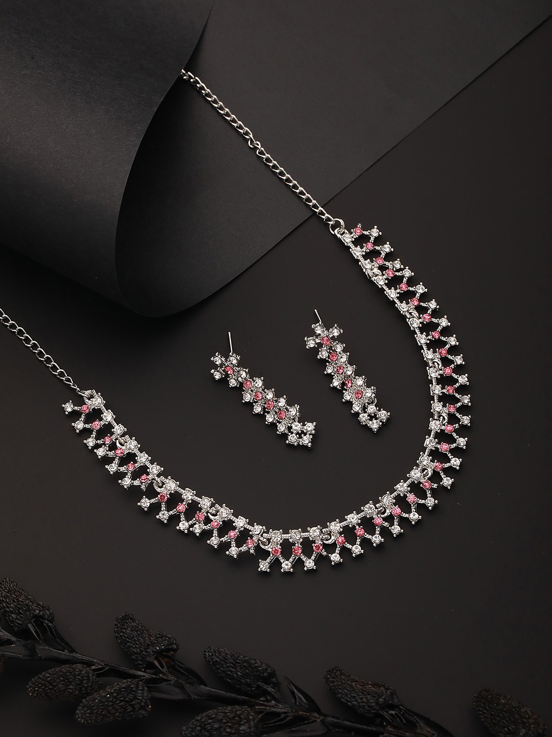 

Jazz and Sizzle Rhodium-Plated AD-Studded Jewellery Set, Silver