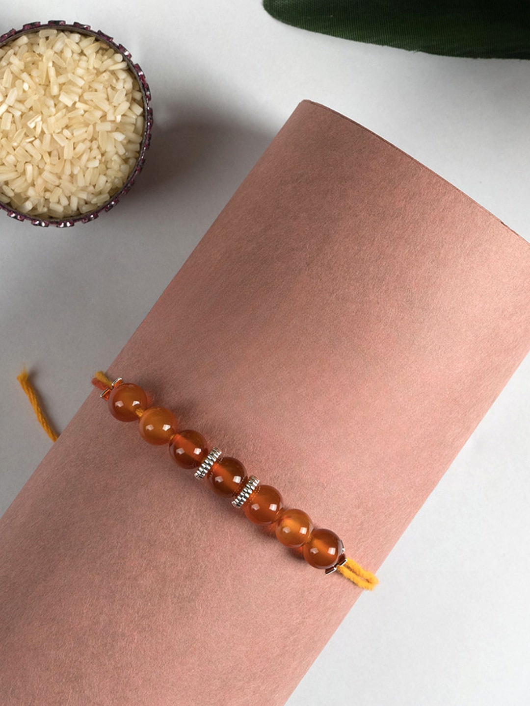 

SHOOLIN Gemstone Beads Thread Rakhi, Yellow