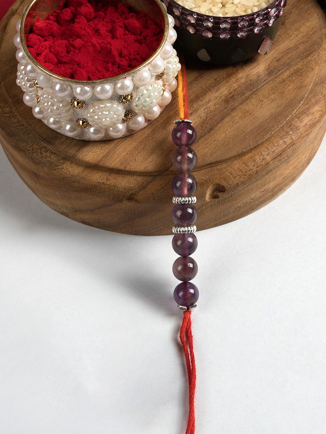 

SHOOLIN Beaded Thread Rakhi, Purple