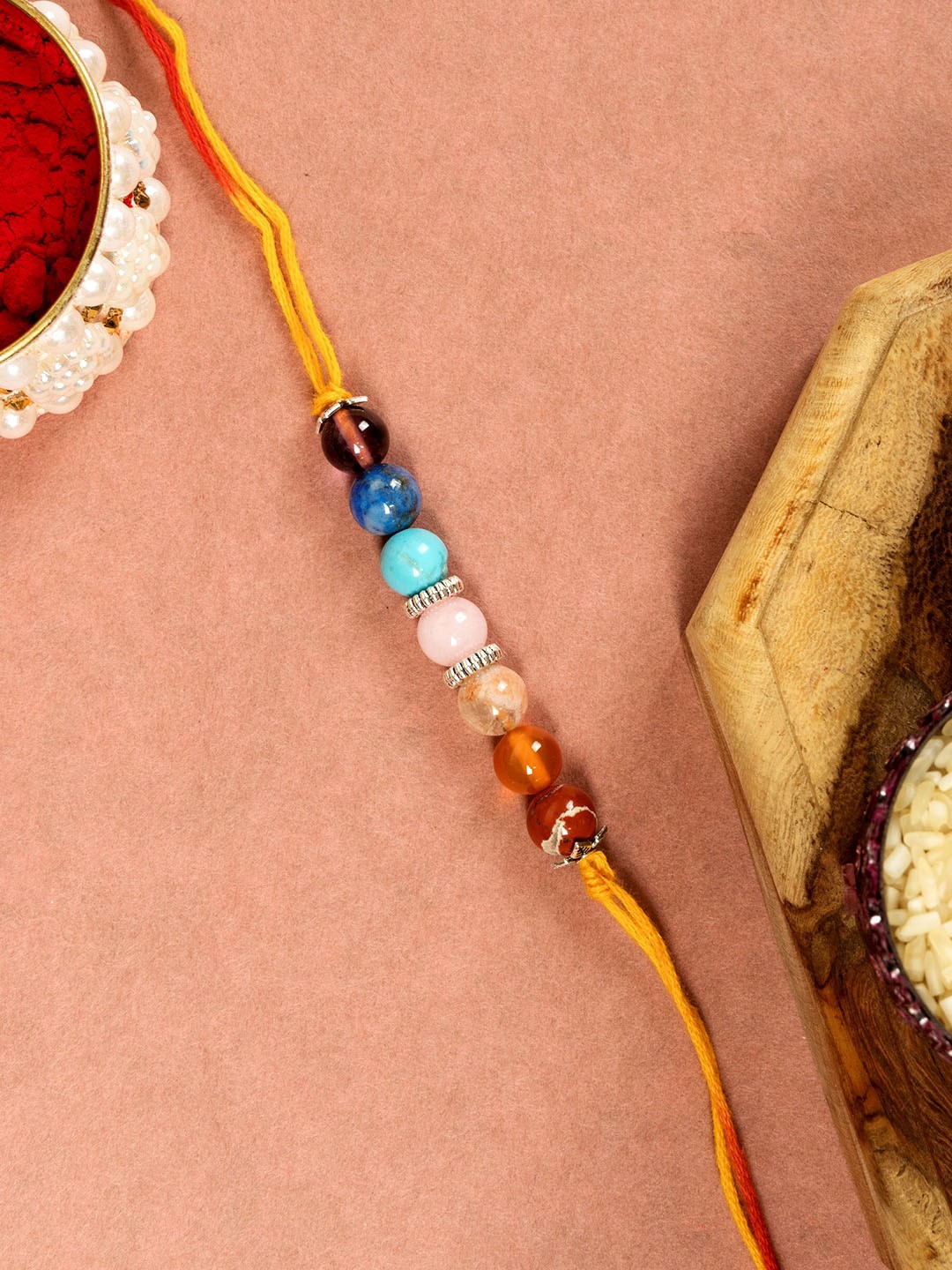 

SHOOLIN Men Beads-Studded Thread Rakhi, Yellow