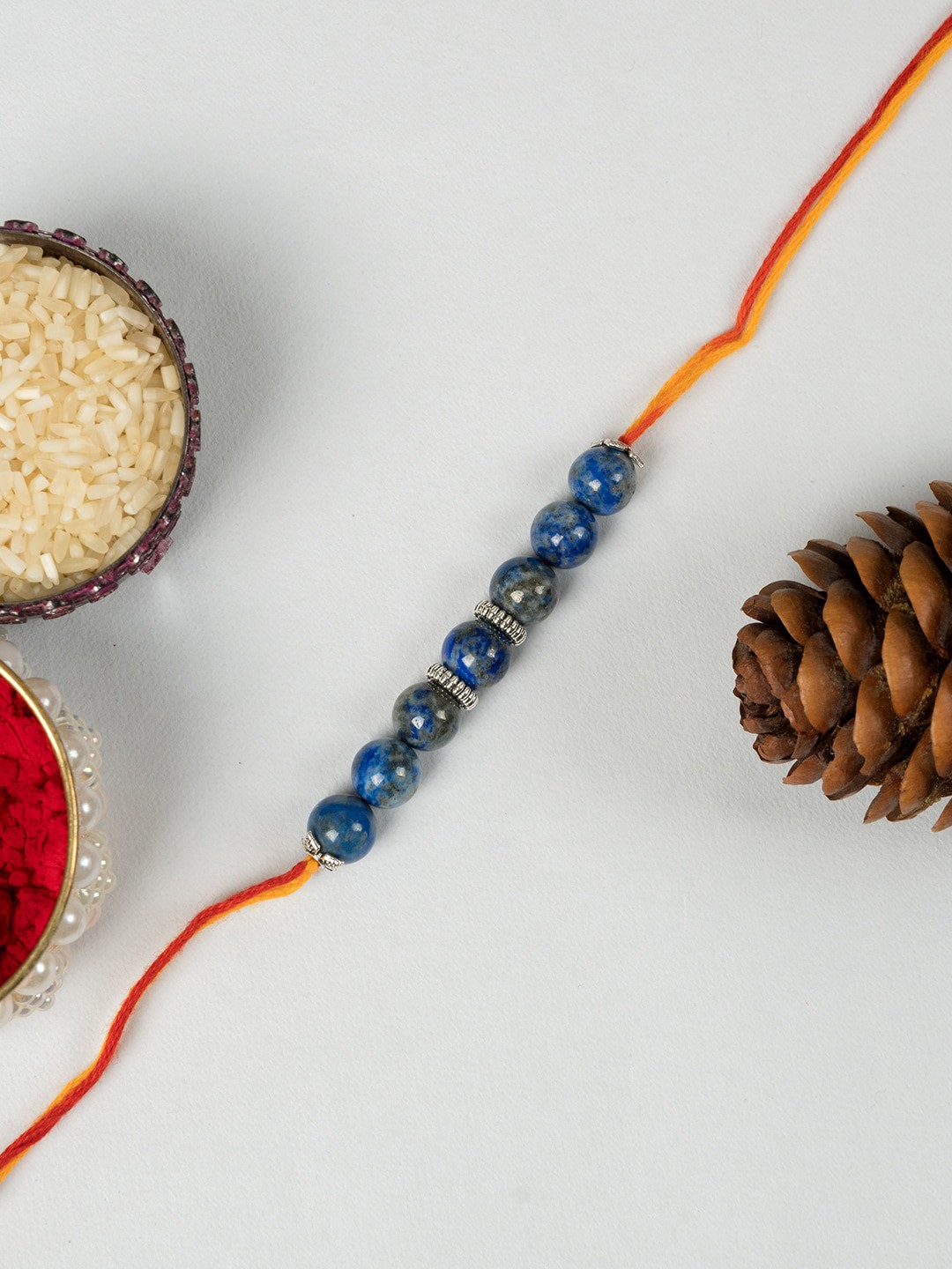 

SHOOLIN Beads-Studded Thread Rakhi, Blue