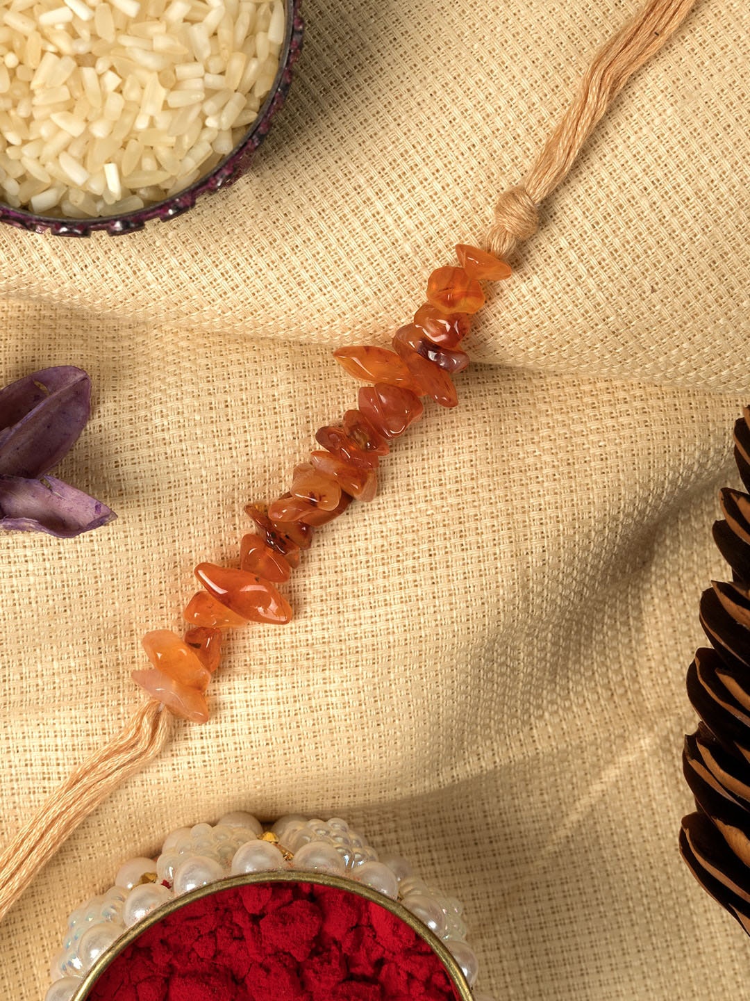 

SHOOLIN Beads-Studded Thread Rakhi, Yellow