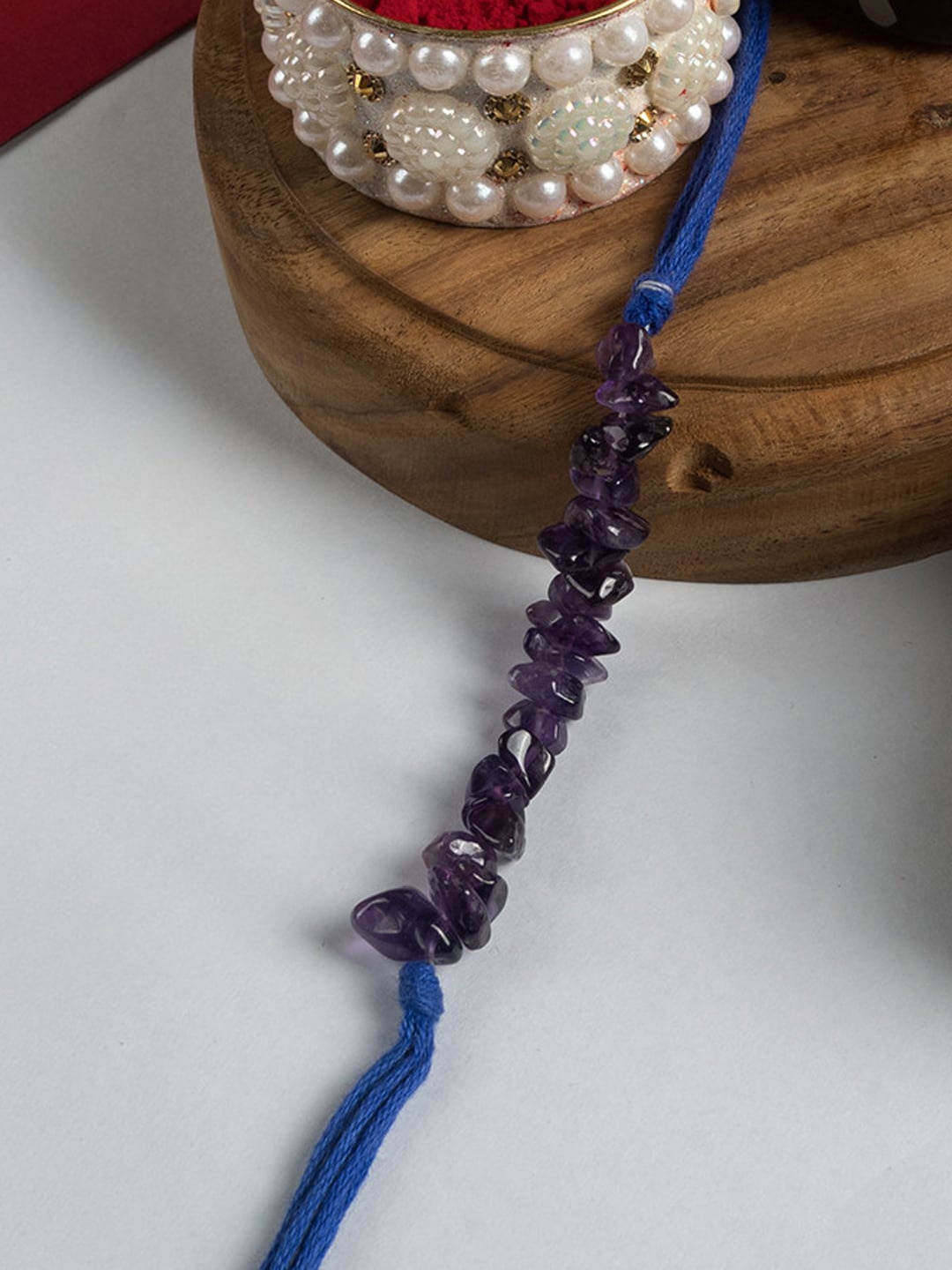 

SHOOLIN Amethyst Gemstone Chip Thread Rakhi, Blue