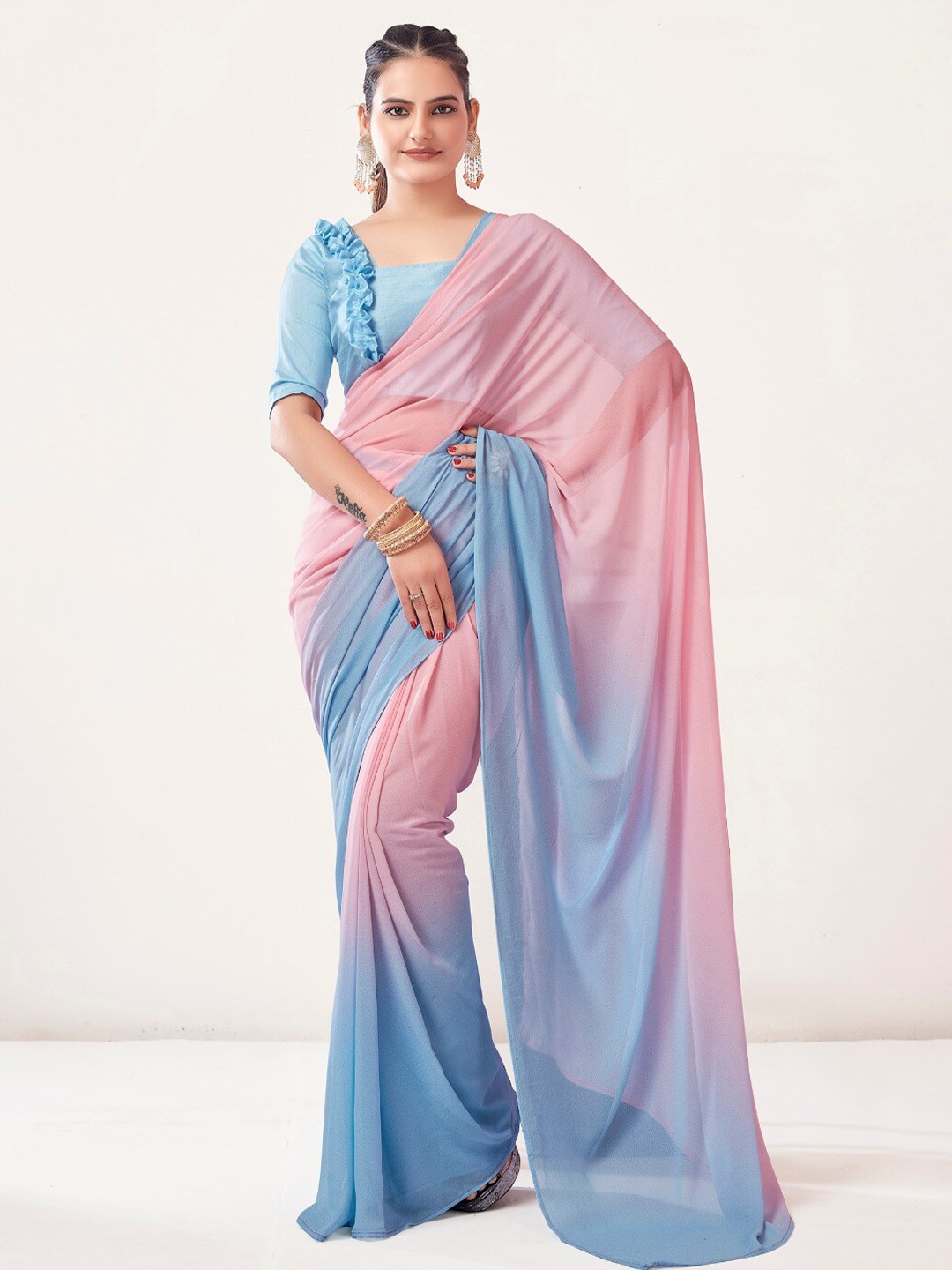 

Kalista Ombre Saree, Peach
