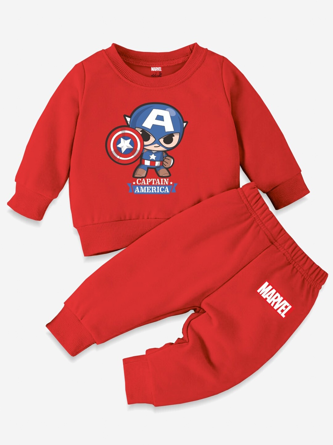 

Minicult Kids Captain America Printed Sweatshirt And Joggers, Red