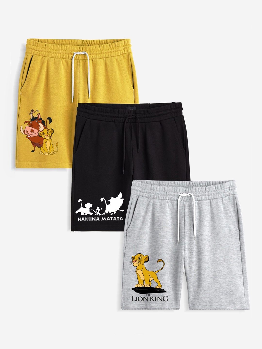 x2o Boys Pack of 3 Lion King Outdoor Shorts, Yellow