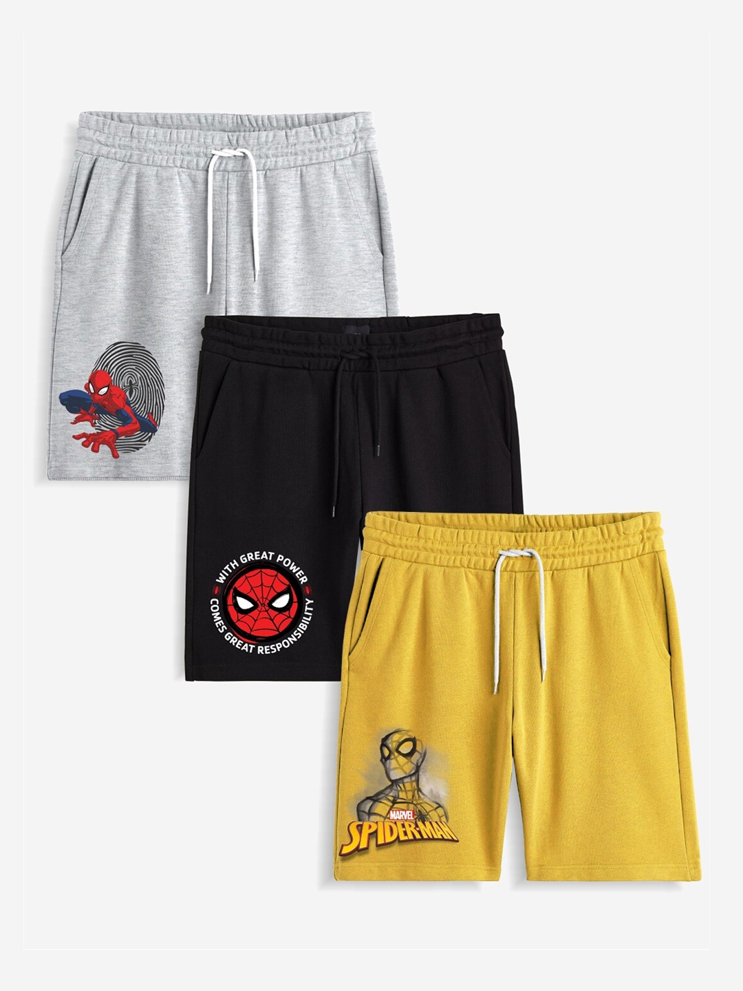 

x2o Boys Pack of 3 Printed Spider-Man Outdoor Shorts, Yellow