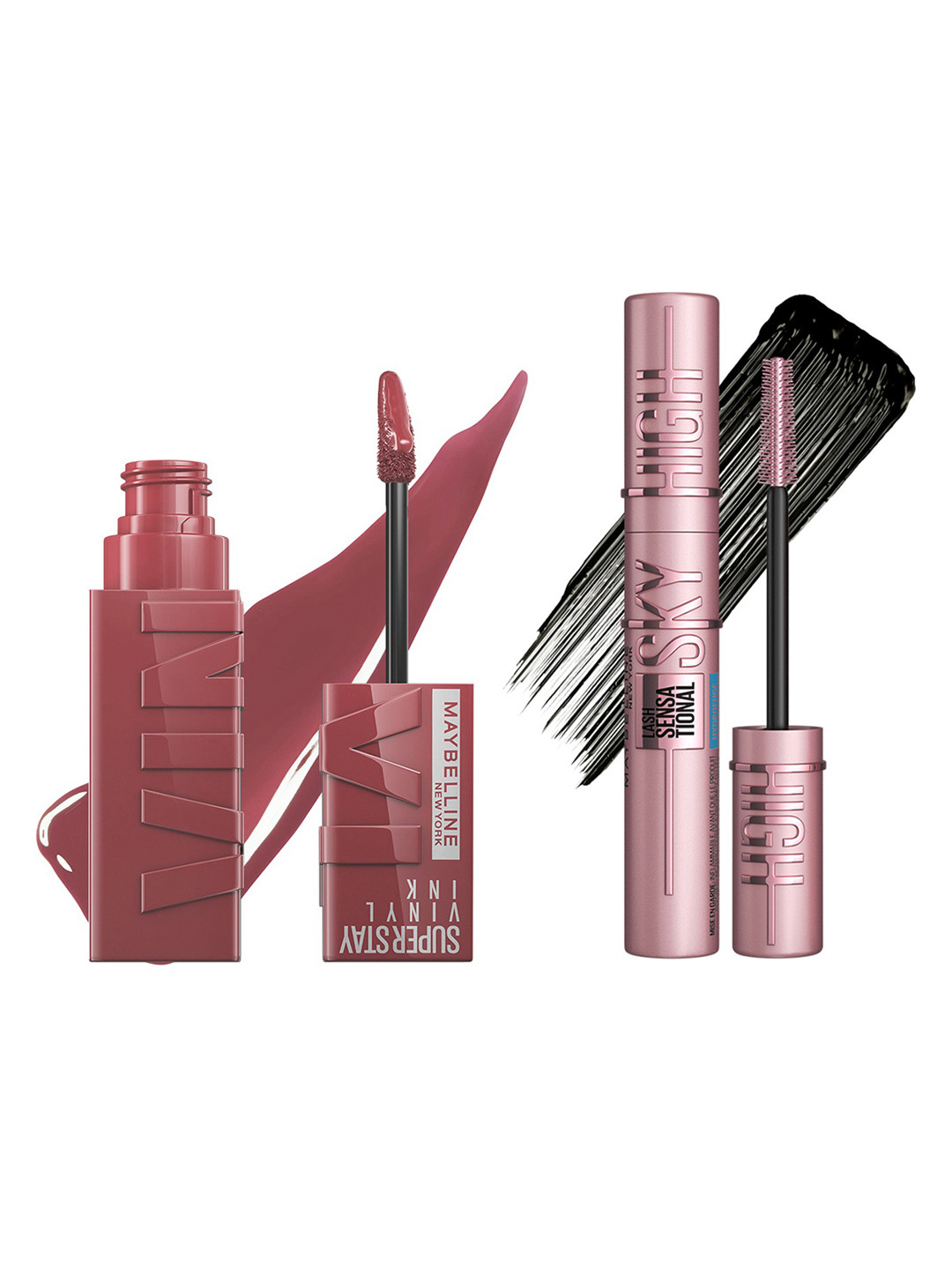 

Maybelline Set of Superstay Vinyl Ink Liquid Lipstick 4.5ml & Lash Sensational Mascara 6ml, Mauve