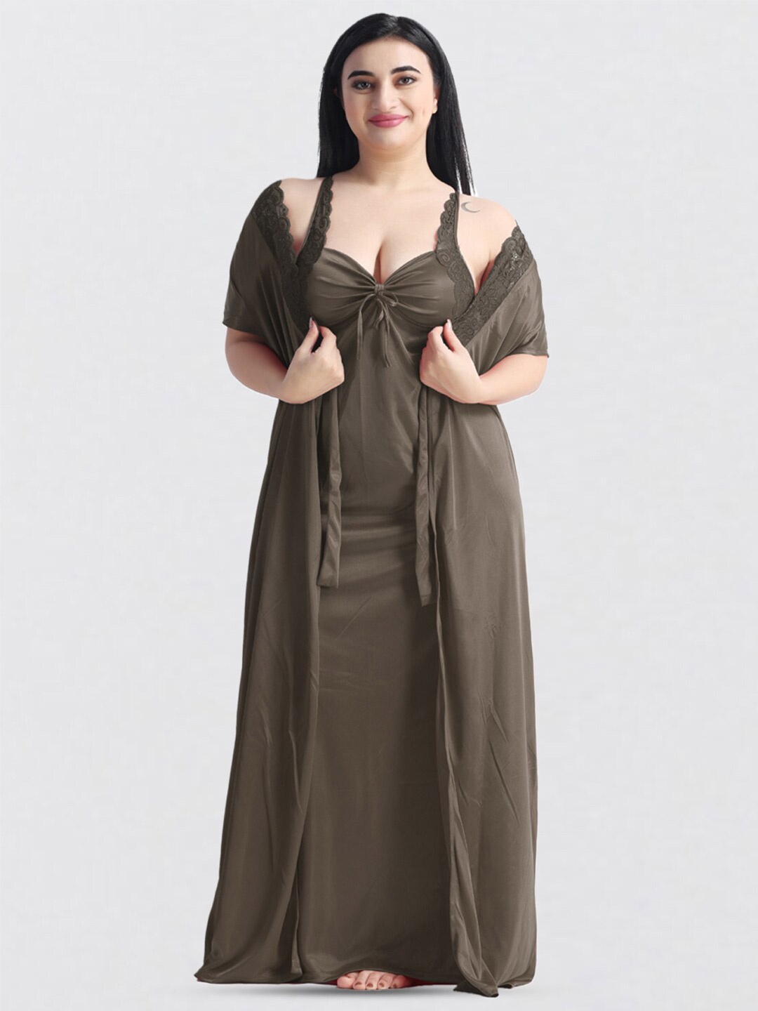 

NIGHT KEYS Pack Of 6 Maxi Nightdress, Tan