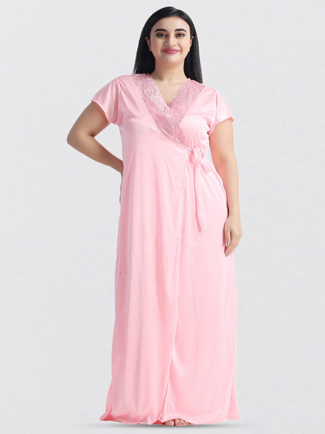 

NIGHT KEYS Pack Of 6 Maxi Satin Nightdress, Pink