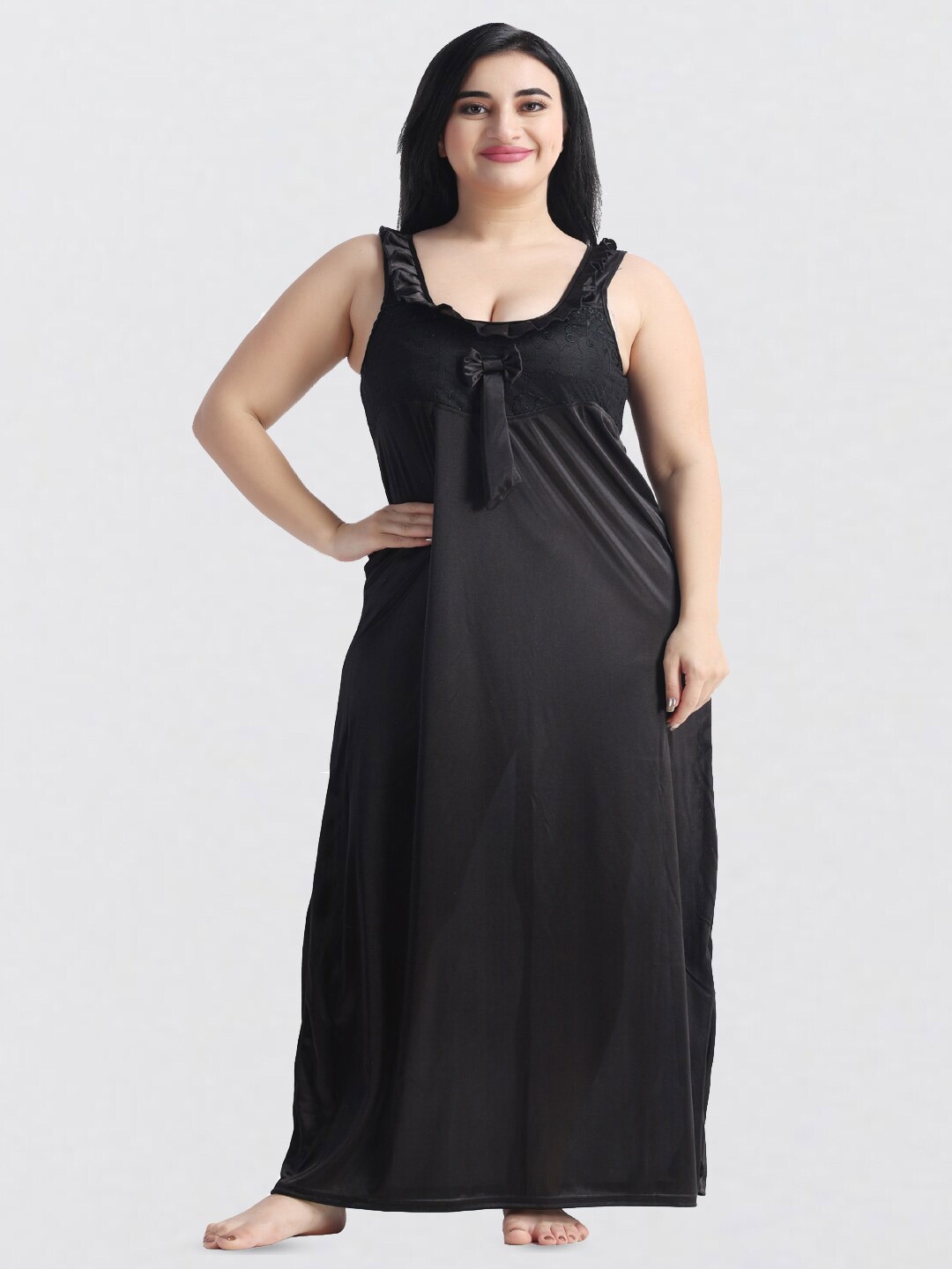 

NIGHT KEYS Pack of 2 Maxi Nightdress, Black