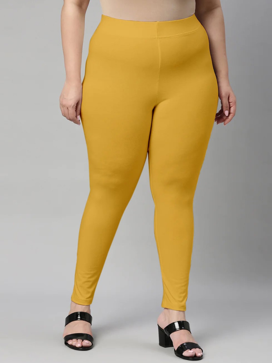 

SANADO Plus Size Ankle Length Cotton Leggings, Yellow