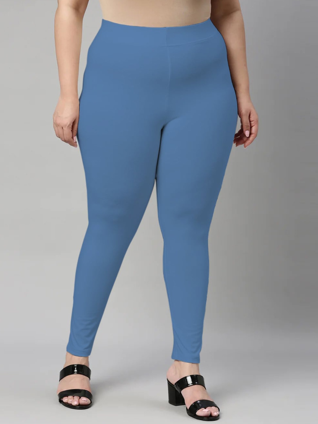 

SANADO Plus Size Ankle Length Cotton Leggings, Blue