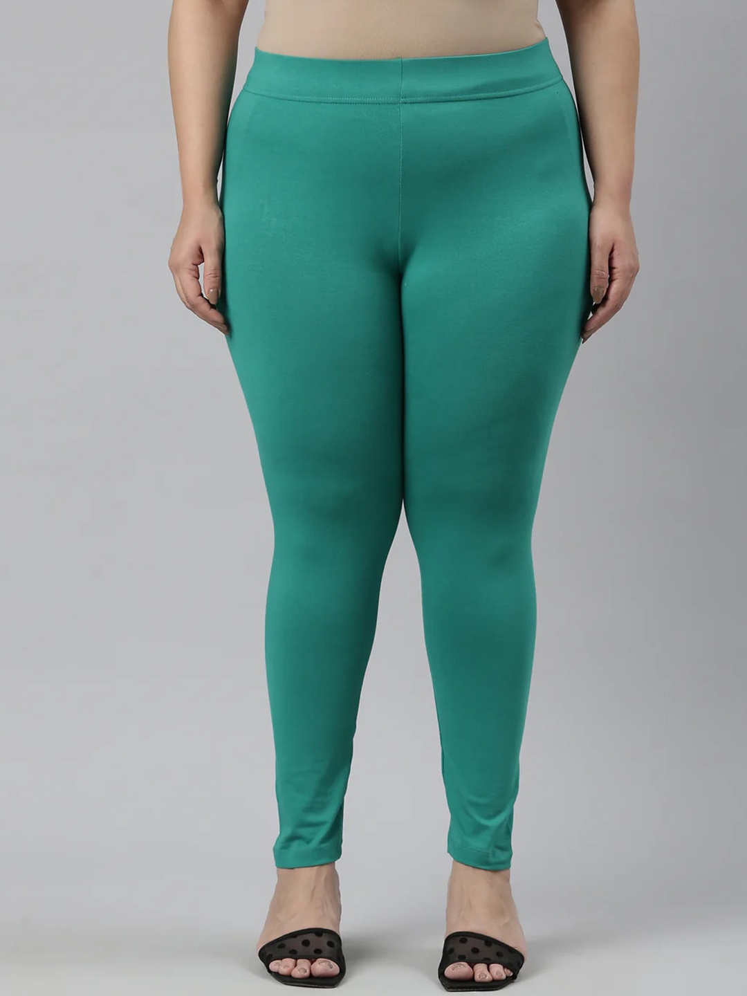 

SANADO Plus Size Ankle Length Cotton Leggings, Green