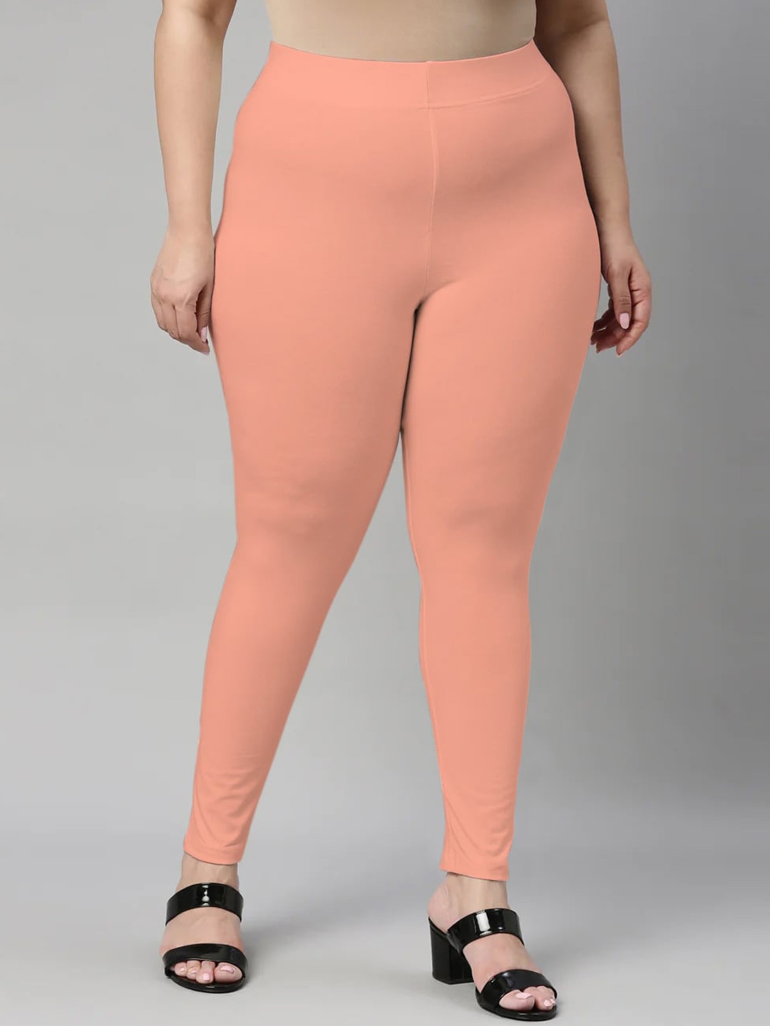 

SANADO Plus Size Ankle Length Cotton Leggings, Peach
