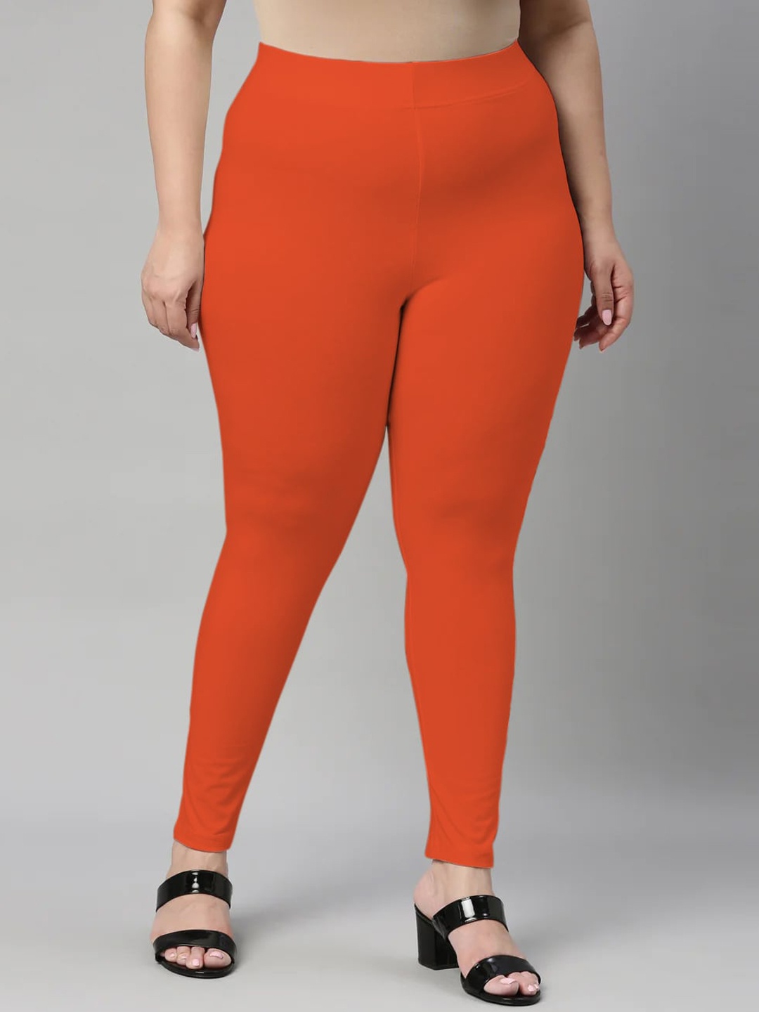 

SANADO Plus Size Ankle Length Cotton Leggings, Orange