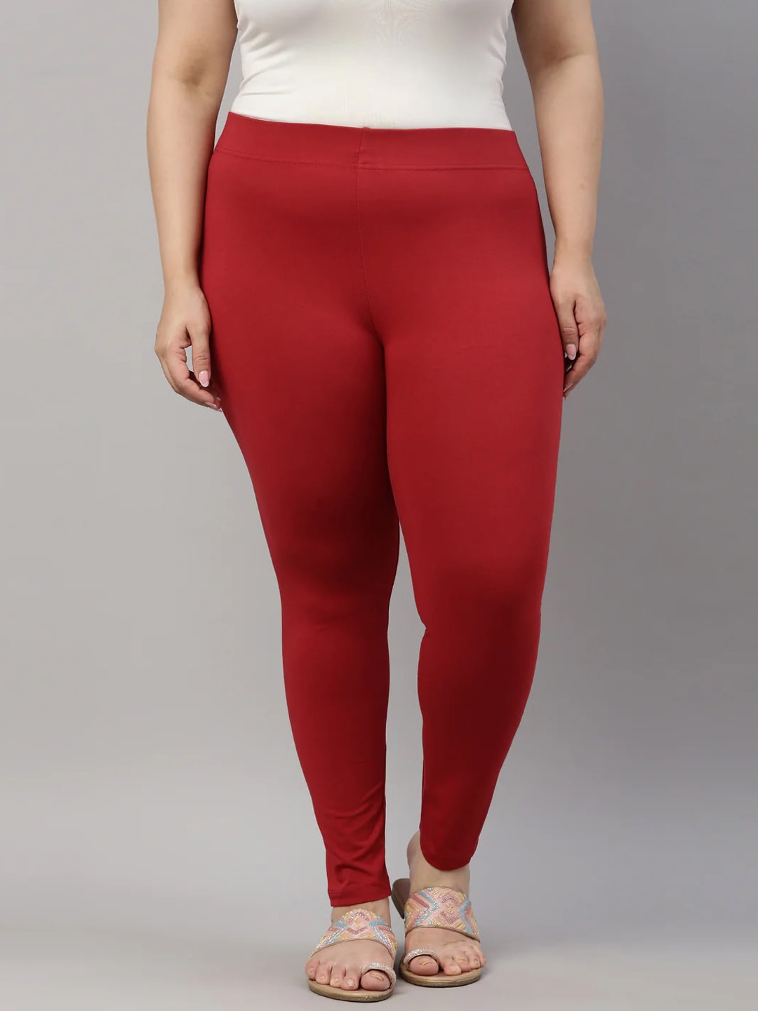 

SANADO Plus Size Ankle Length Leggings, Red