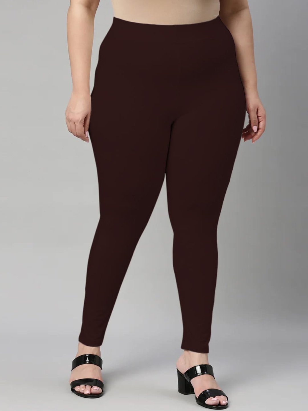 

SANADO Plus Size Ankle Length Leggings, Brown