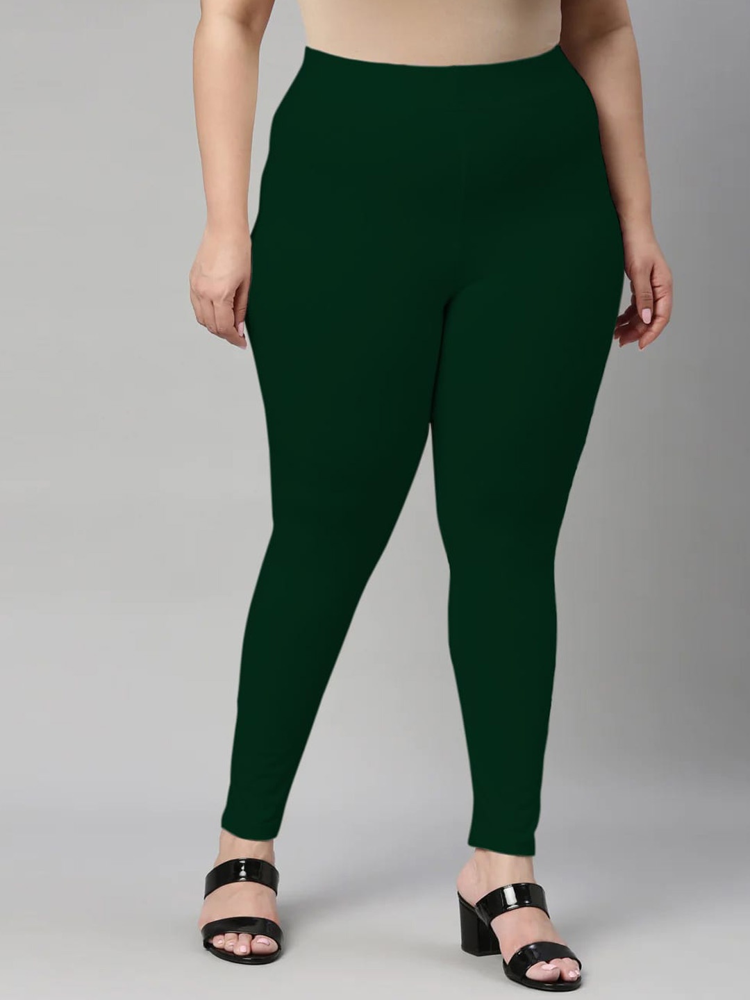 SANADO Plus Size Ankle Length Leggings, Green