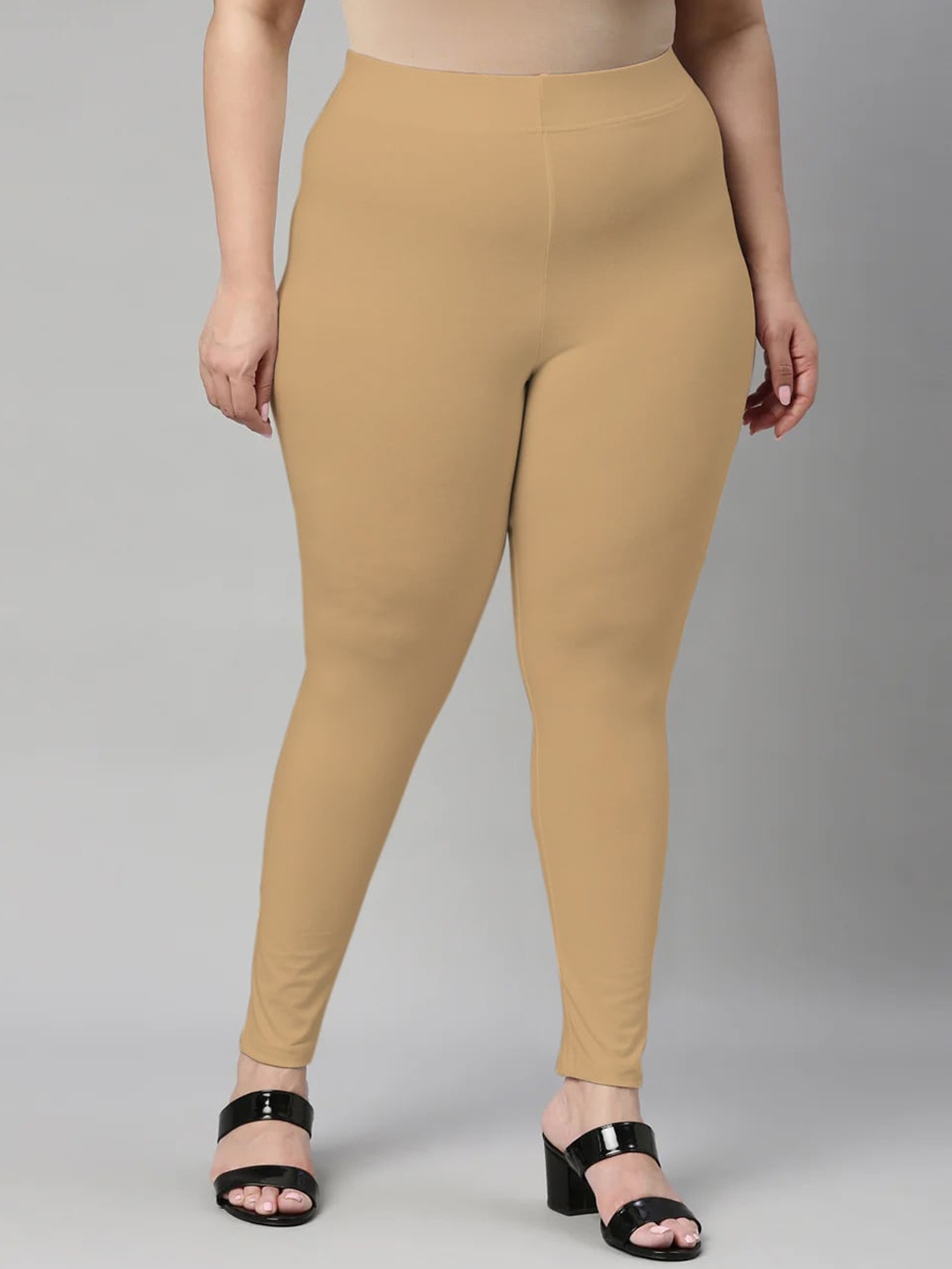 

SANADO Plus Size Ankle Length Leggings, Camel brown