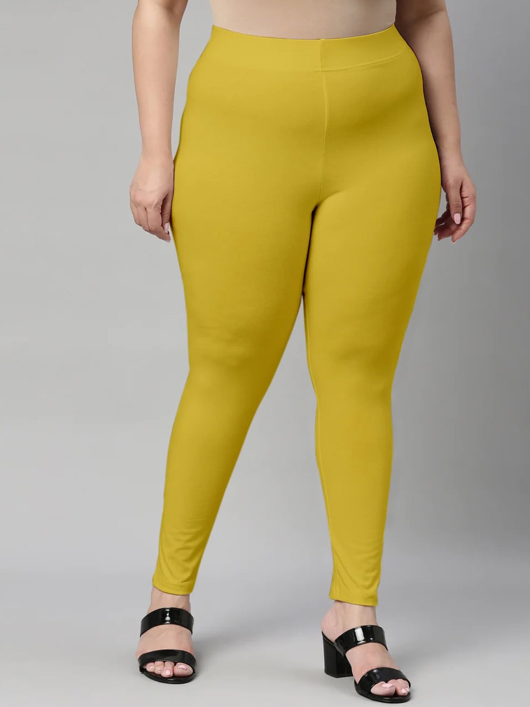 SANADO Plus Size Ankle Length Leggings, Yellow