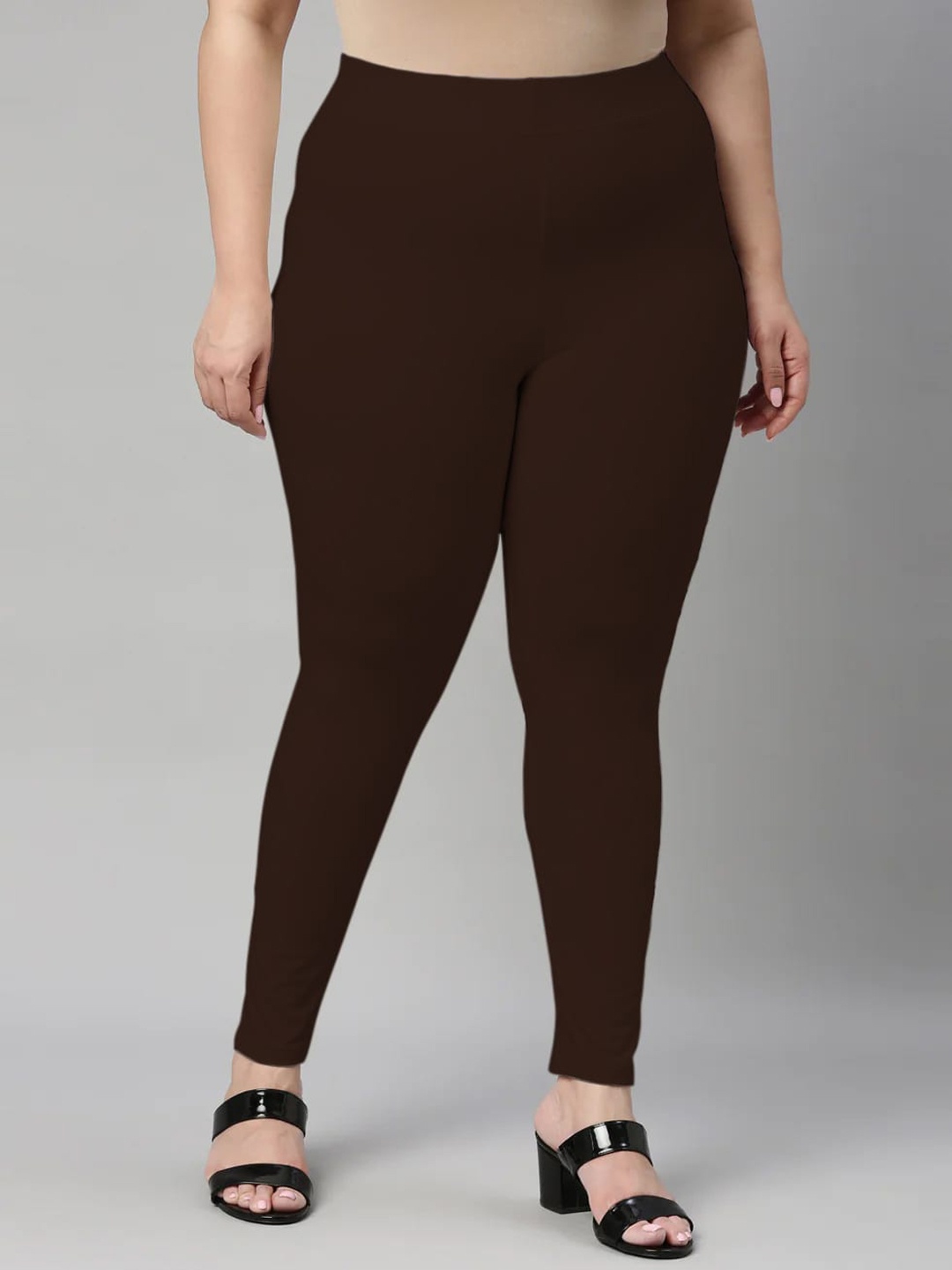 

SANADO Plus Size Ankle Length Leggings, Brown
