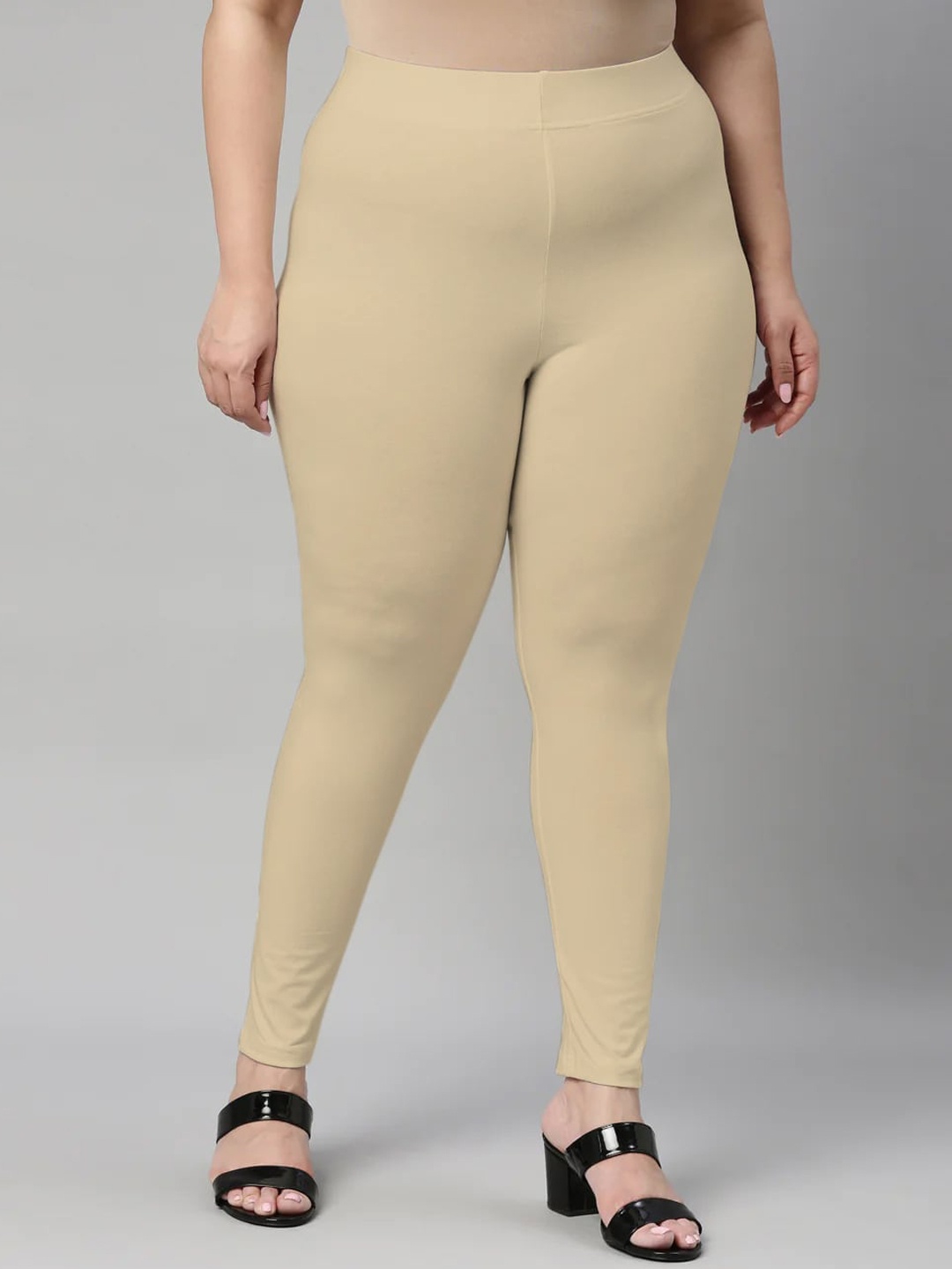 

SANADO Plus Size Ankle Length Leggings, Beige
