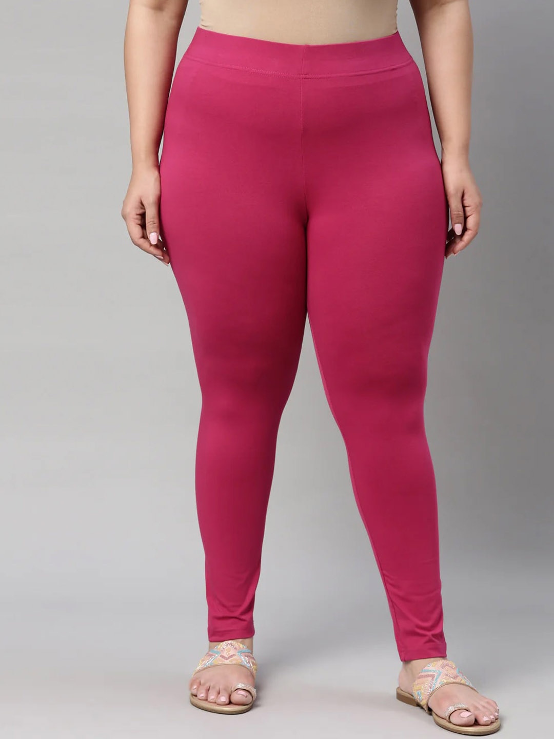 

SANADO Plus Size Ankle Length Leggings, Pink