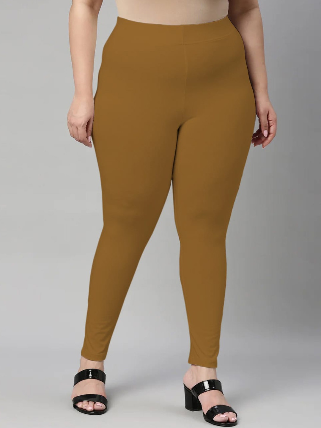 SANADO Plus Size Ankle Length Leggings, Brown