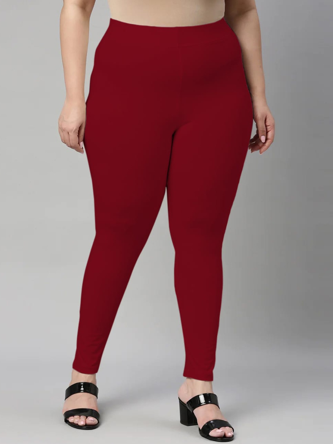 

SANADO Plus Size Ankle Length Leggings, Maroon