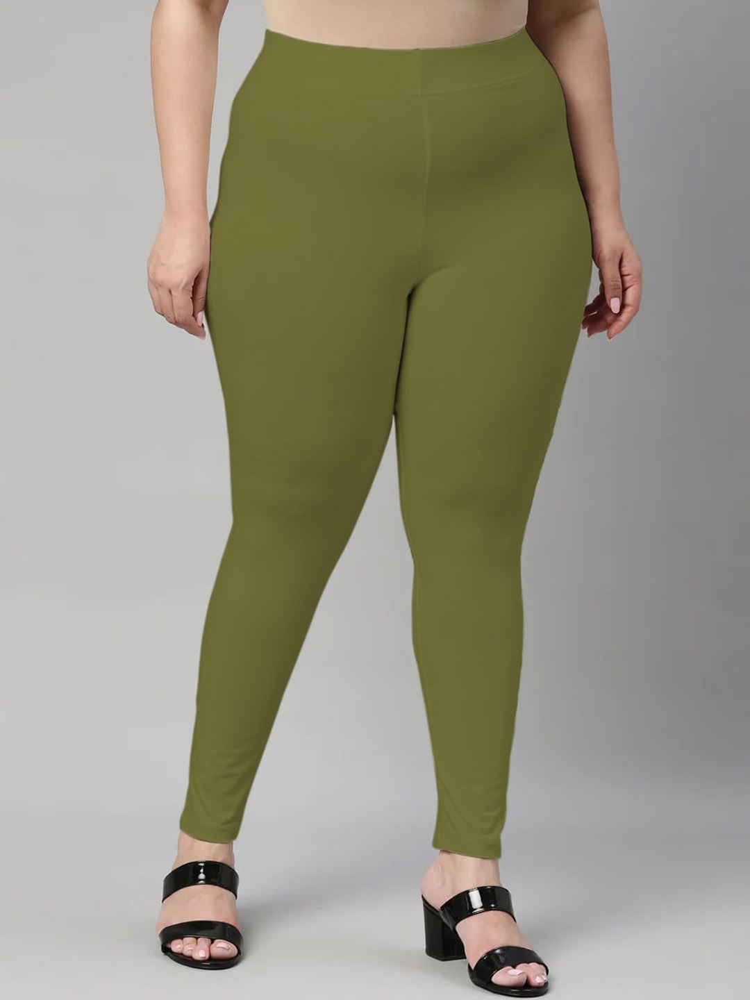

SANADO Plus Size Ankle Length Leggings, Olive